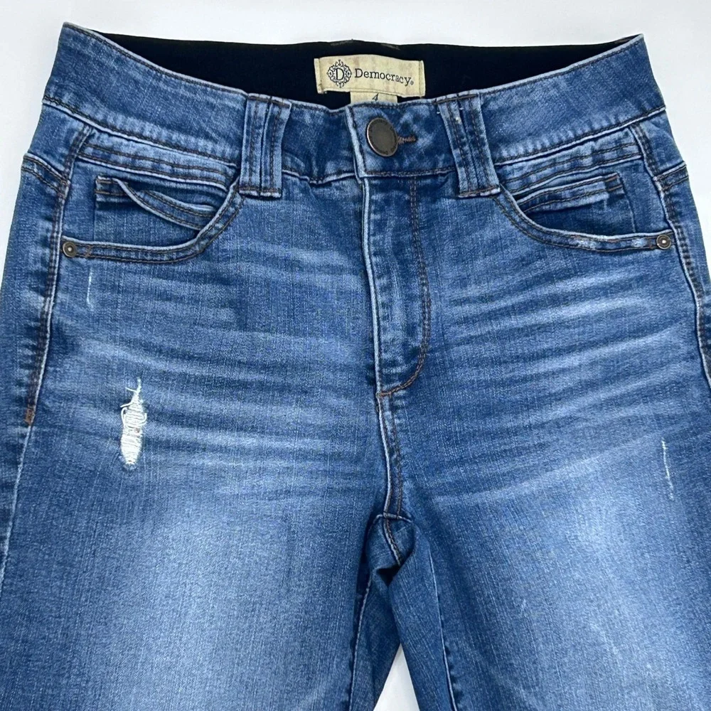 Democracy Ab Solution Skinny Crop Jeans Size 4 Distressed Raw Hem Sculpting - Picture 4 of 8